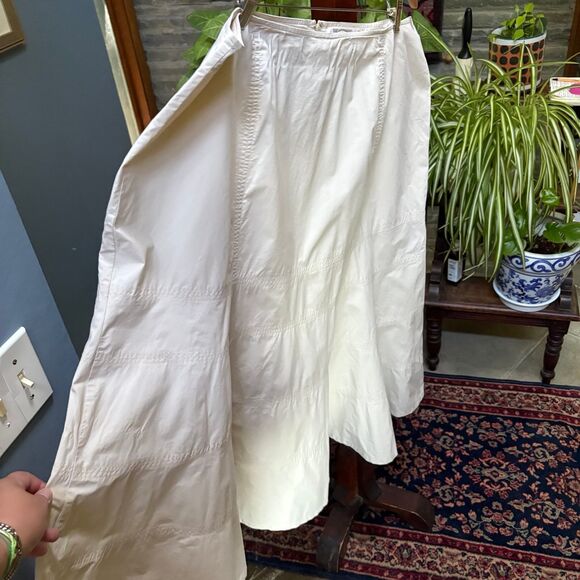 Talbots Plus Size 100% Cotton Light Khaki Pleated Flare Maxi Skirt size 20W - Picture 4 of 8